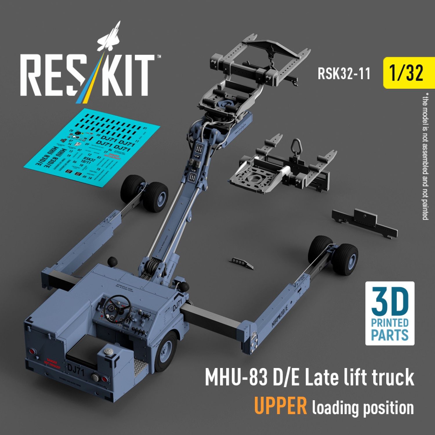 RSK32-0011 - MHU-83 D/E Late lift truck UPPER loading position (3D Printed model kit)  - 1:32