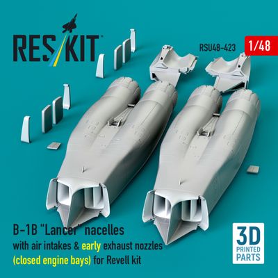 RSU48-0423 - B-1B "Lancer" nacelles with air intakes &amp; early exhaust nozzles (сlosed engine bays) for Revell kit (3D Printed)  - 1:48