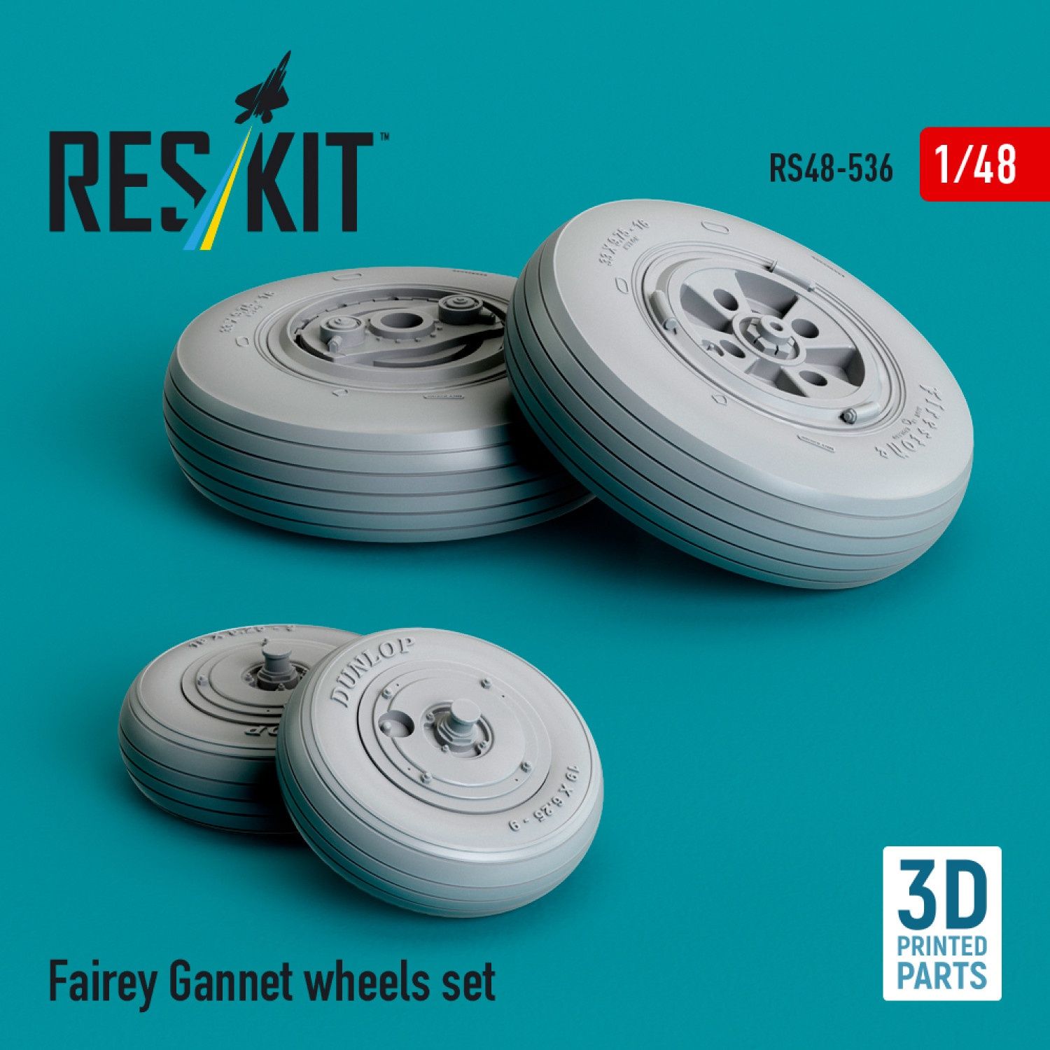 RS48-0536 - Fairey Gannet wheels set (3D Printed)  - 1:48