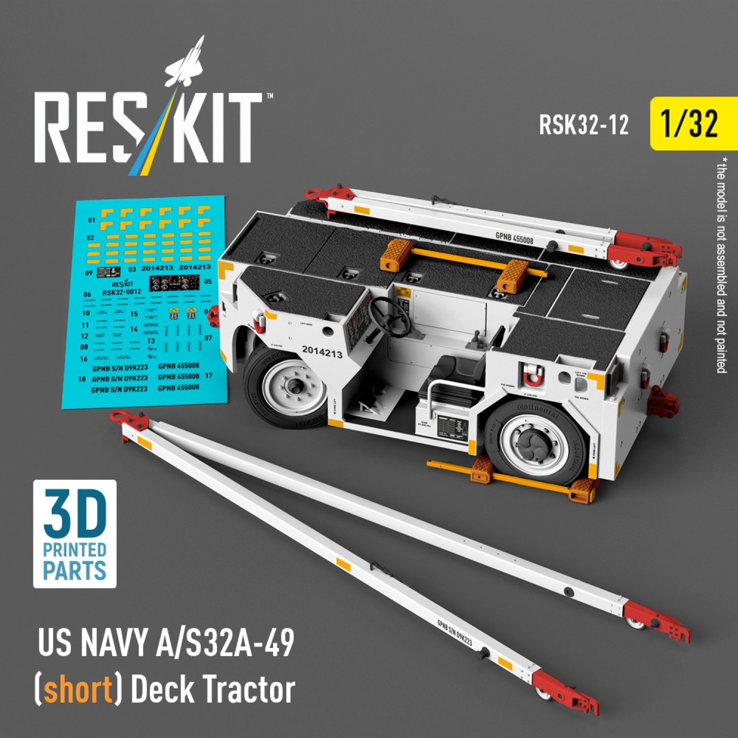 RSK32-0012 - US NAVY A/S32A-49 (short) Deck Tractor (3D Printed model kit)  - 1:32