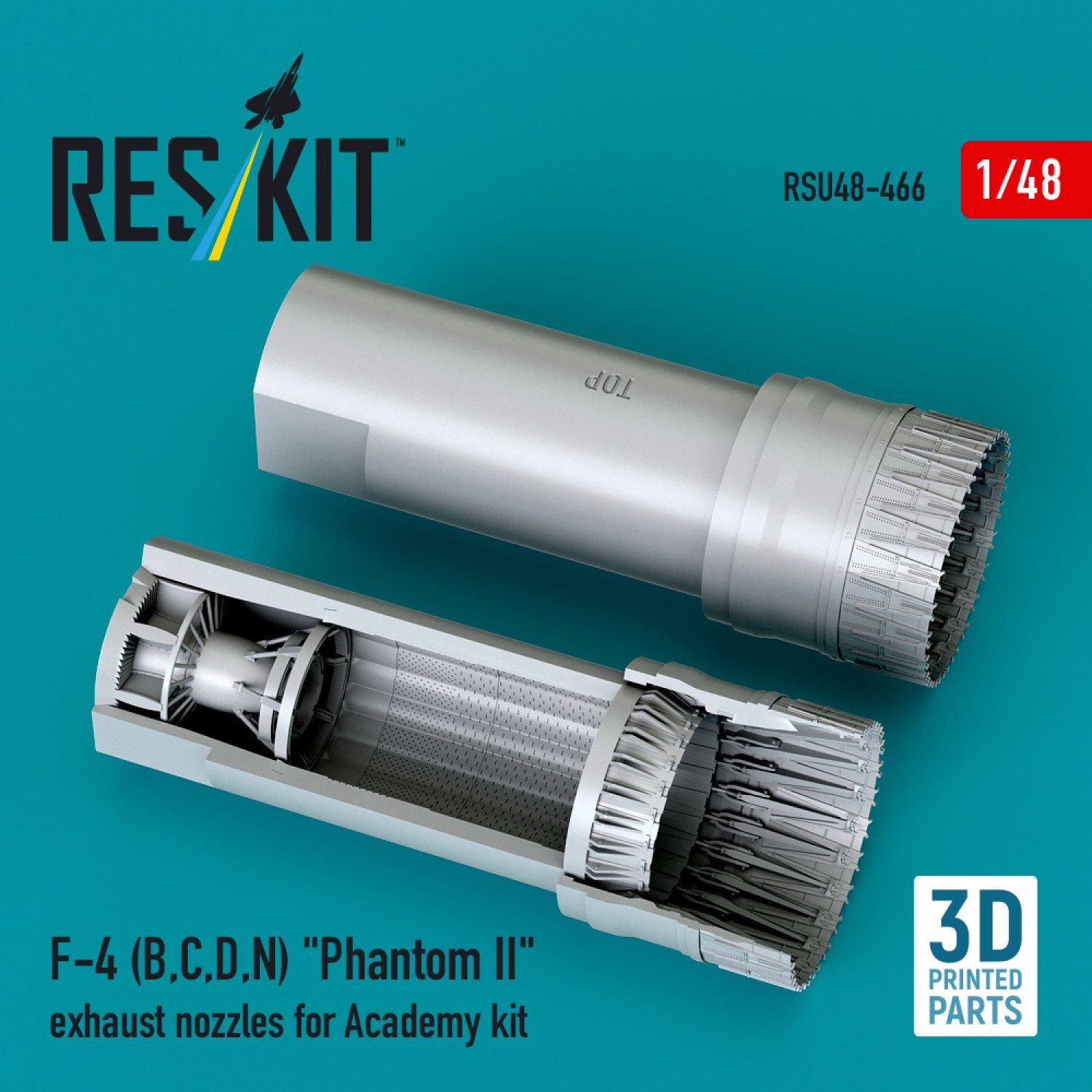 RSU48-0466 - F-4 (B, C, D, N) &quot;Phantom II&quot; exhaust nozzles for Academy kit (3D Printed)  - 1:48