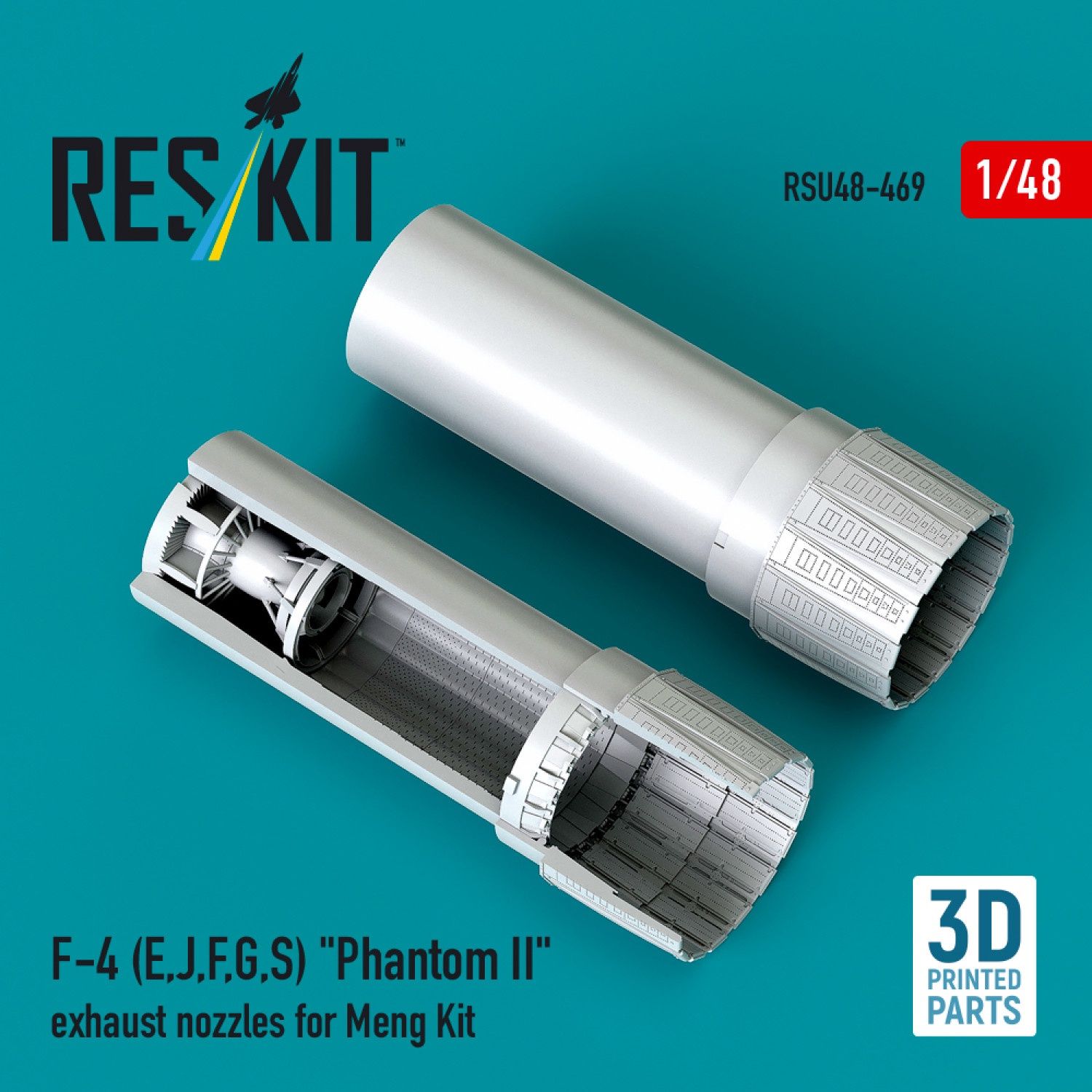 RSU48-0469 - F-4 (E, J, F, G, S) &quot;Phantom II&quot; exhaust nozzles for Meng kit (3D Printed)  - 1:48