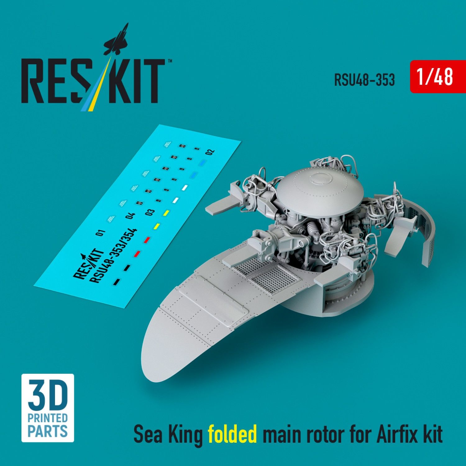 RSU48-0353 - Sea King folded main rotor for Airfix kit (3D printed)  - 1:48