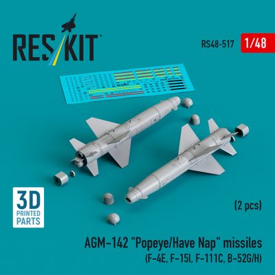 RS48-0517 - AGM-142 "Popeye/Have Nap" missiles (2 pcs) (F-4E, F-15I, F-111C, B-52G/H) (3D Printed)  - 1:48