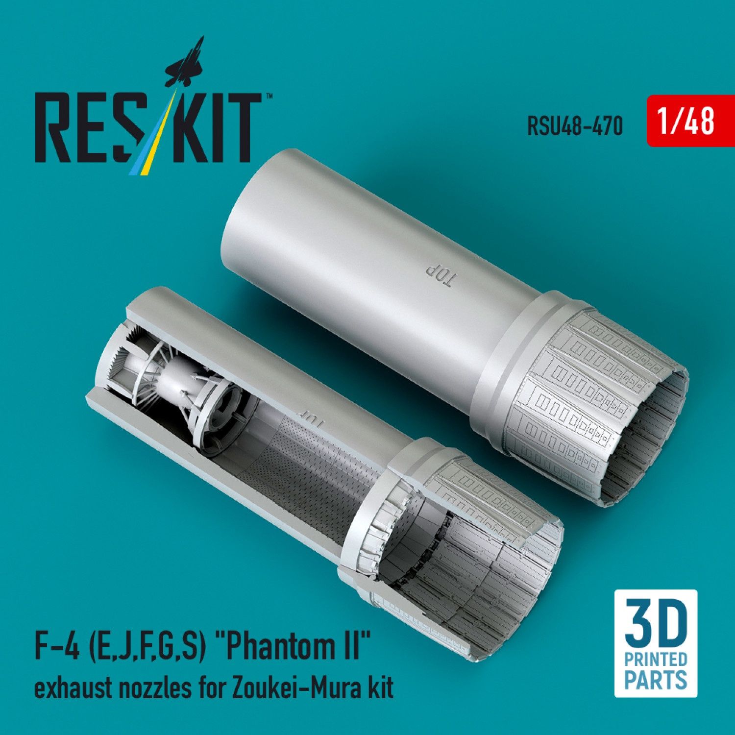 RSU48-0470 - F-4 (E, J, F, G, S) &quot;Phantom II&quot; exhaust nozzles for Zoukei-Mura kit (3D Printed)  - 1:48