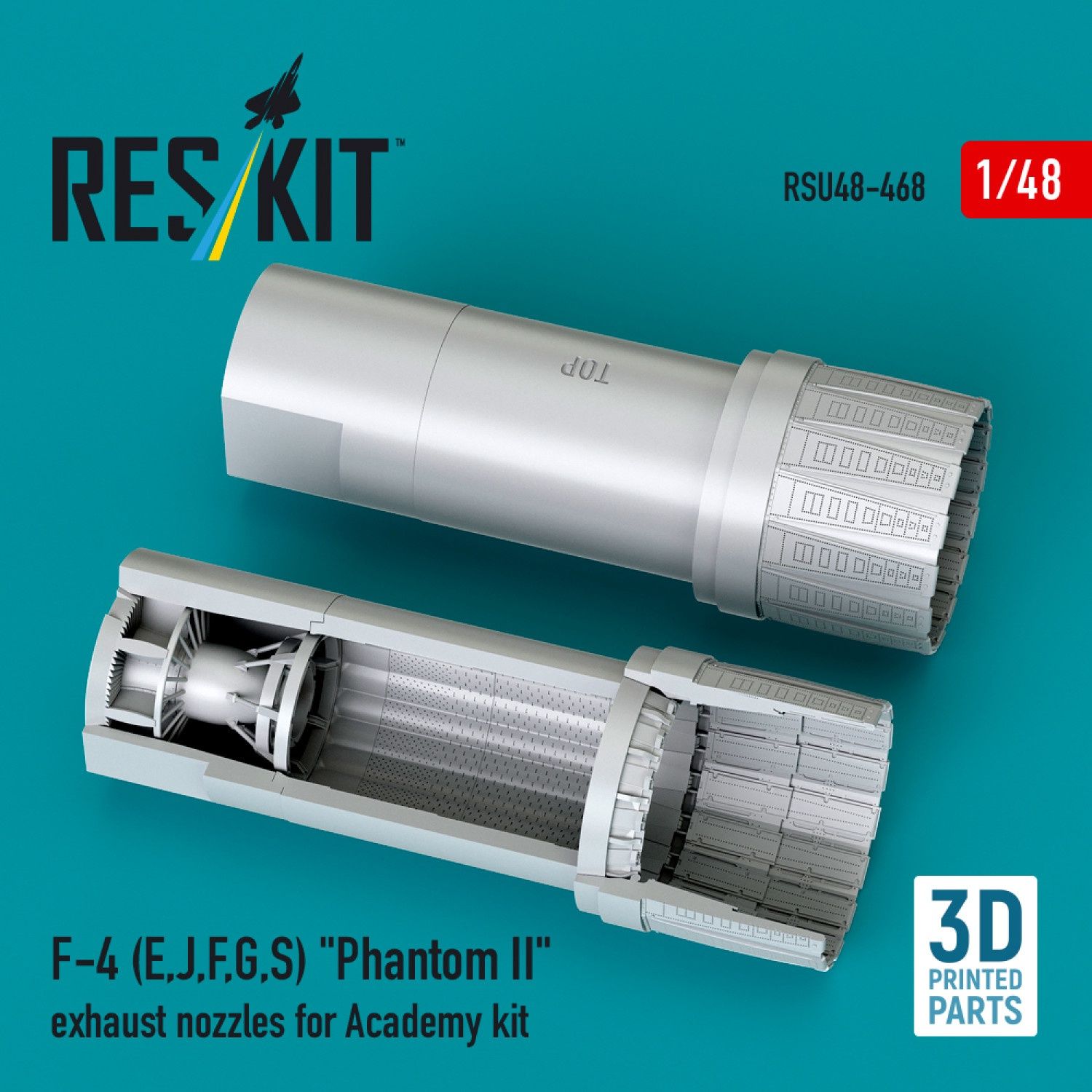 RSU48-0468 - F-4 (E, J, F, G, S) &quot;Phantom II&quot; exhaust nozzles for Academy kit (3D Printed)  - 1:48