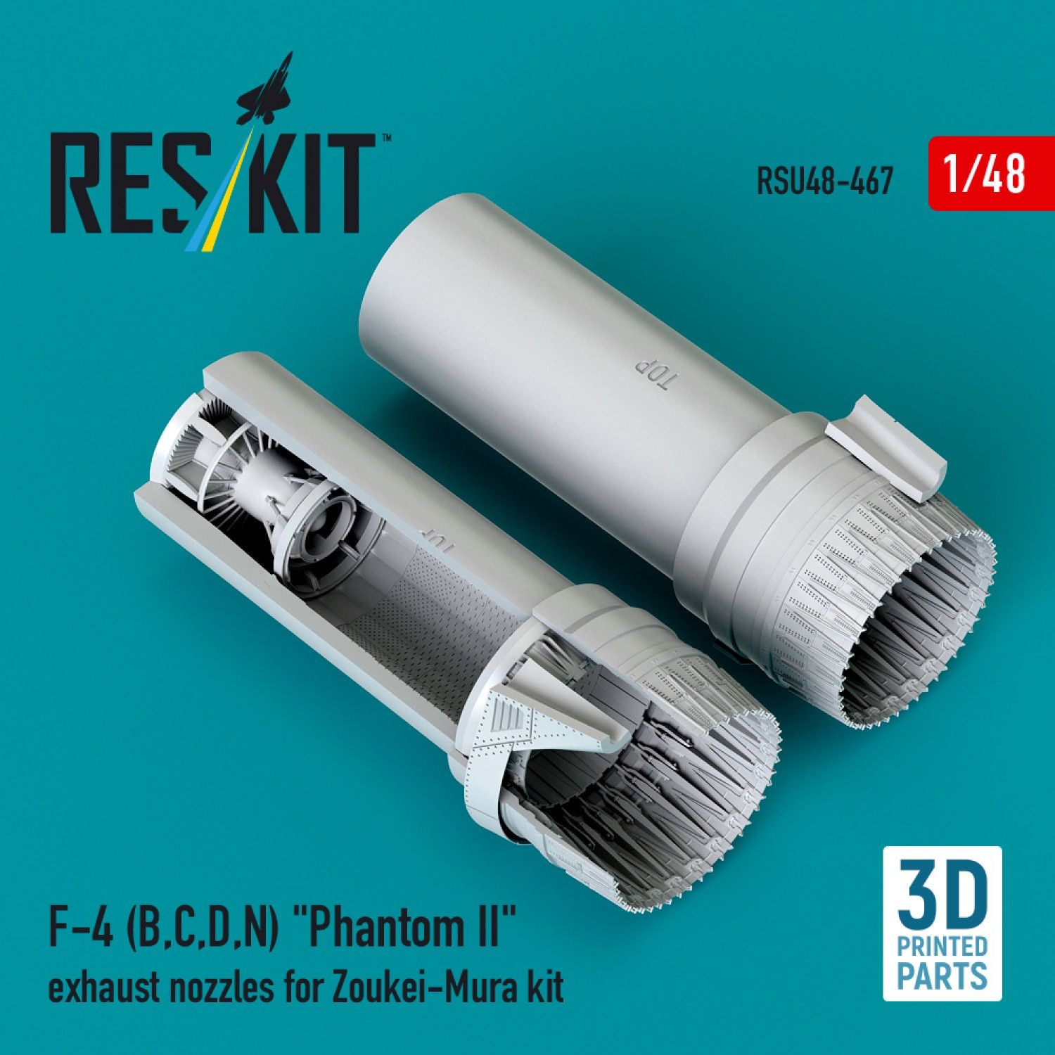 RSU48-0467 - F-4 (B, C, D, N) &quot;Phantom II&quot; exhaust nozzles for Zoukei-Mura kit (3D Printed)  - 1:48