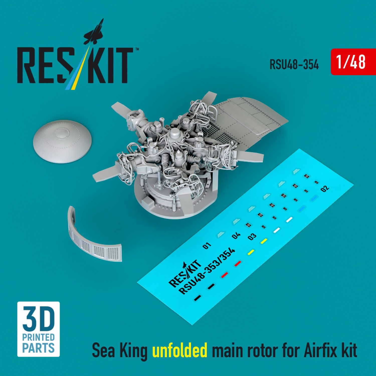 RSU48-0354 - Sea King unfolded main rotor for Airfix kit (3D printed)  - 1:48