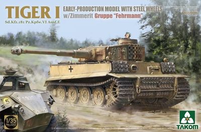 Pakket Takom 2202 - Tiger I Early Production Model with Steel Wheels w/zimmerit Gruppe &quot;Fehrmann&quot; - 1:35
