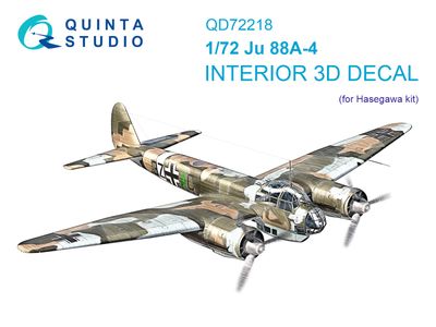 QD72218 - Ju 88A-4 3D-Printed &amp; coloured Interior on decal paper (Hasegawa) - 1:72