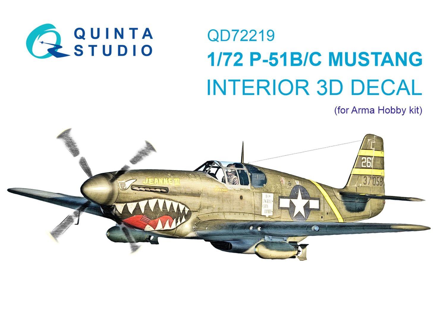 QD72219 - P-51B/P-51C Mustang 3D-Printed &amp; coloured Interior on decal paper (Arma Hobby) - 1:72
