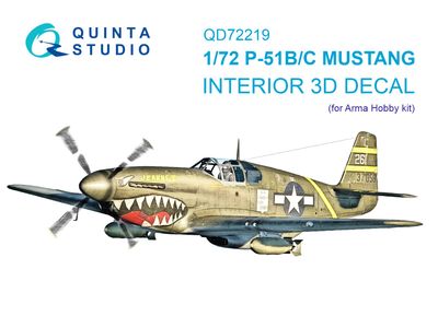 QD72219 - P-51B/P-51C Mustang 3D-Printed &amp; coloured Interior on decal paper (Arma Hobby) - 1:72