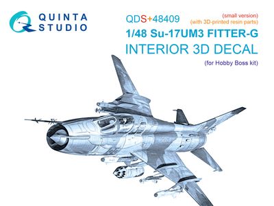 QDS+48409 - Su-17UM3 3D-Printed &amp; coloured Interior on decal paper (Hobby Boss) - Small Version  (with 3D-printed resin parts) - 1:48