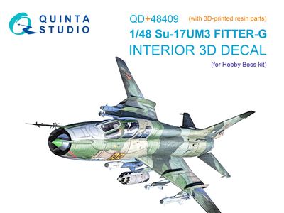 QD+48409 - Su-17UM3 3D-Printed &amp; coloured Interior on decal paper (Hobby Boss) (with 3D-printed resin parts) - 1:48