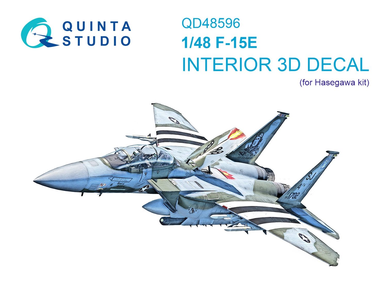 QD48596 - F-15E 3D-Printed &amp; coloured Interior on decal paper (Hasegawa) - 1:48