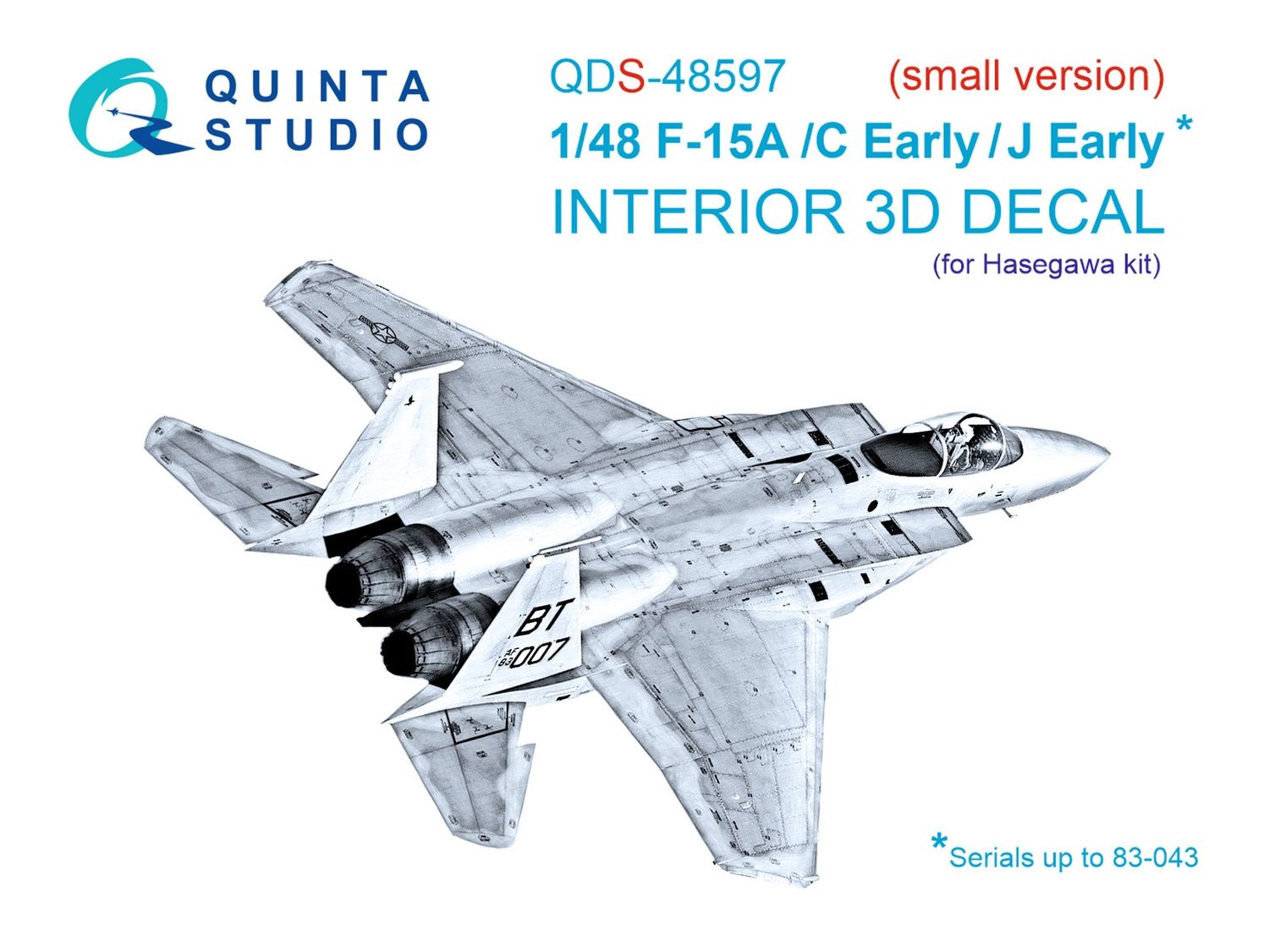 QDS-48597 - F-15A/F-15C Early/F-15J Early  3D-Printed &amp; coloured Interior on decal paper (Hasegawa) - Small Version  - 1:48