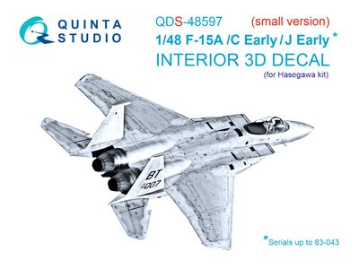 QDS-48597 - F-15A/F-15C Early/F-15J Early  3D-Printed &amp; coloured Interior on decal paper (Hasegawa) - Small Version  - 1:48