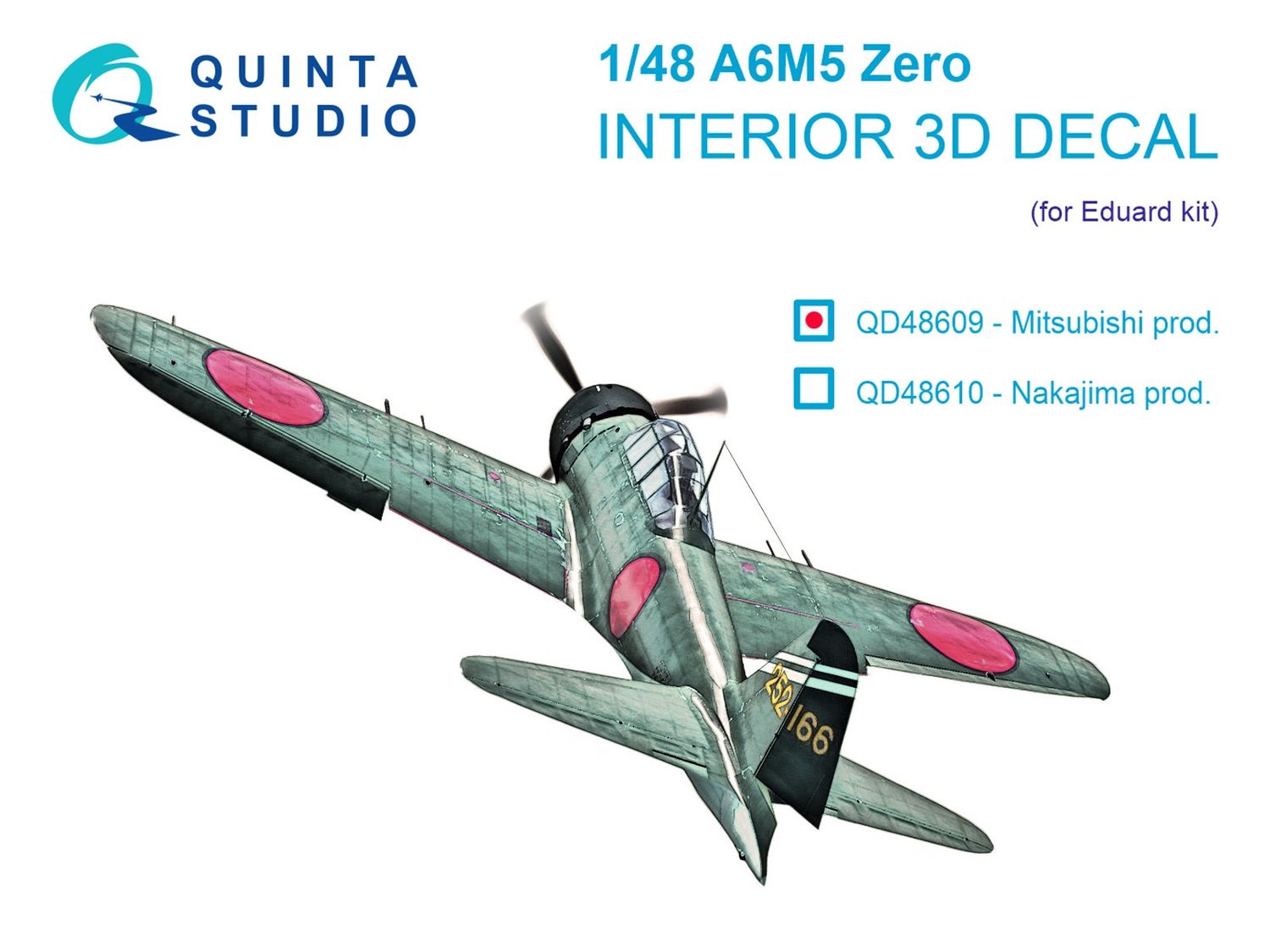 QD48609 - A6M5 Zero (Mitsubishi Production) 3D-Printed &amp; coloured Interior on decal paper (Eduard) - 1:48