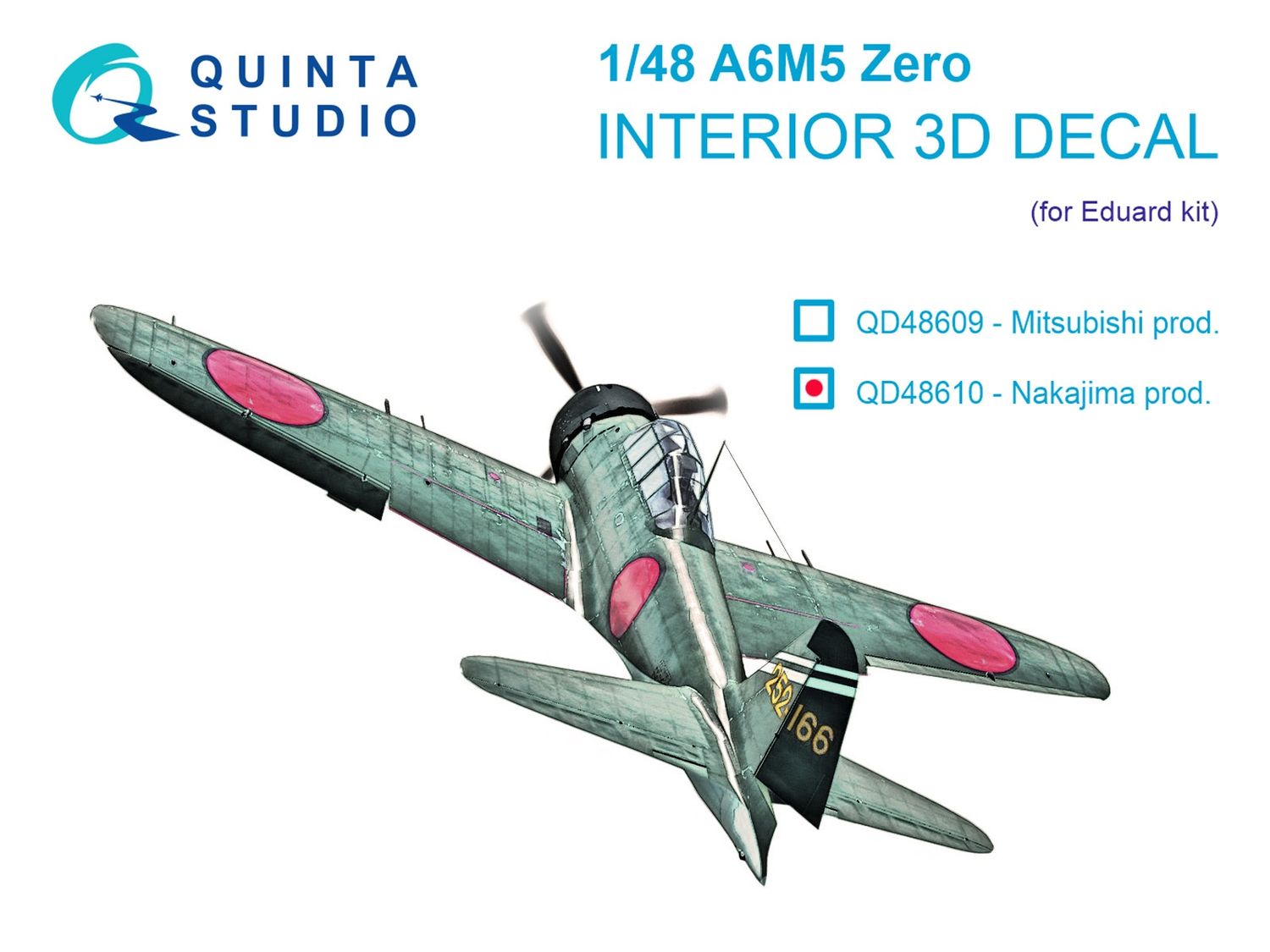 QD48610 - A6M5 Zero (Nakajima Production) 3D-Printed &amp; coloured Interior on decal paper (Eduard) - 1:48