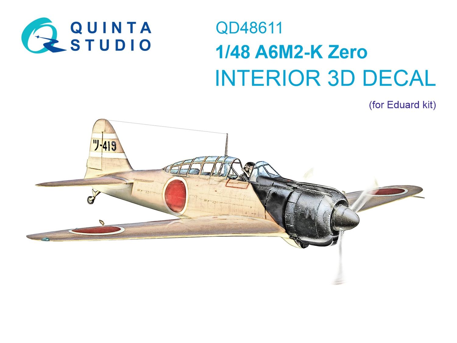 QD48611 - A6M2-K Zero 3D-Printed &amp; coloured Interior on decal paper (Eduard) - 1:48