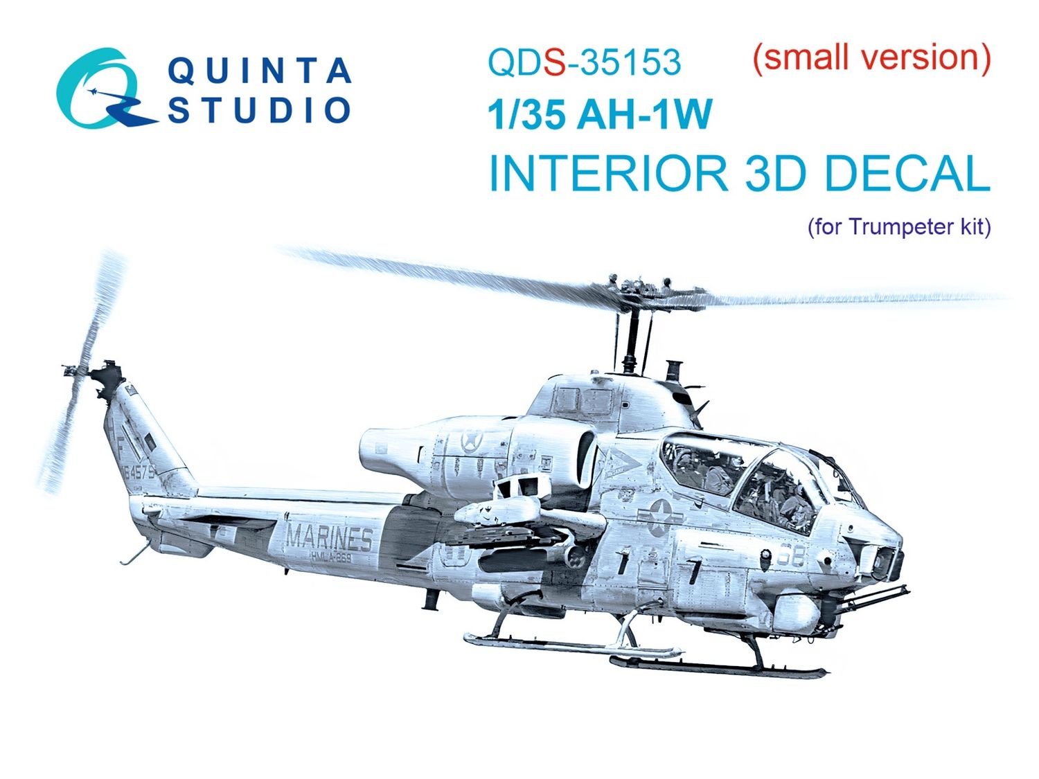 QDS-35153 - AH-1W 3D-Printed &amp; coloured Interior on decal paper (Trumpeter)  - Small Version  - 1:35