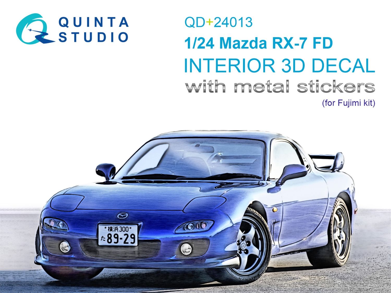 QD+24013 - Mazda RX-7 FD 3D-Printed &amp; coloured Interior on decal paper (Fujimi) (with metal sticker parts) - 1:24