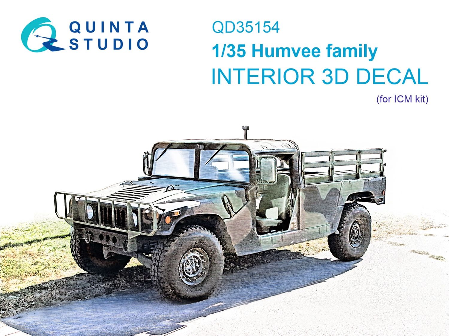 QD35154 - Humvee family 3D-Printed &amp; coloured Interior on decal paper (ICM) - 1:35