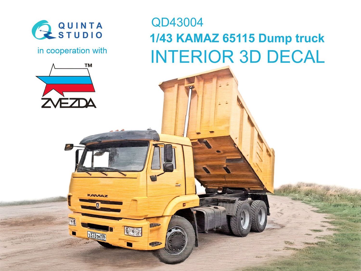 QD43004 - KAMAZ 65115 Dump truck 3D-Printed &amp; coloured Interior on decal paper (Zvezda) - 1:43