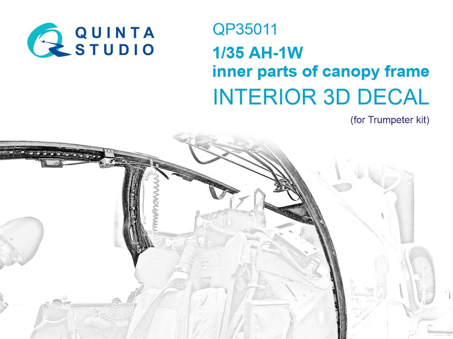 QP35011 - AH-1W inner parts of canopy frame (Trumpeter) - 1:35