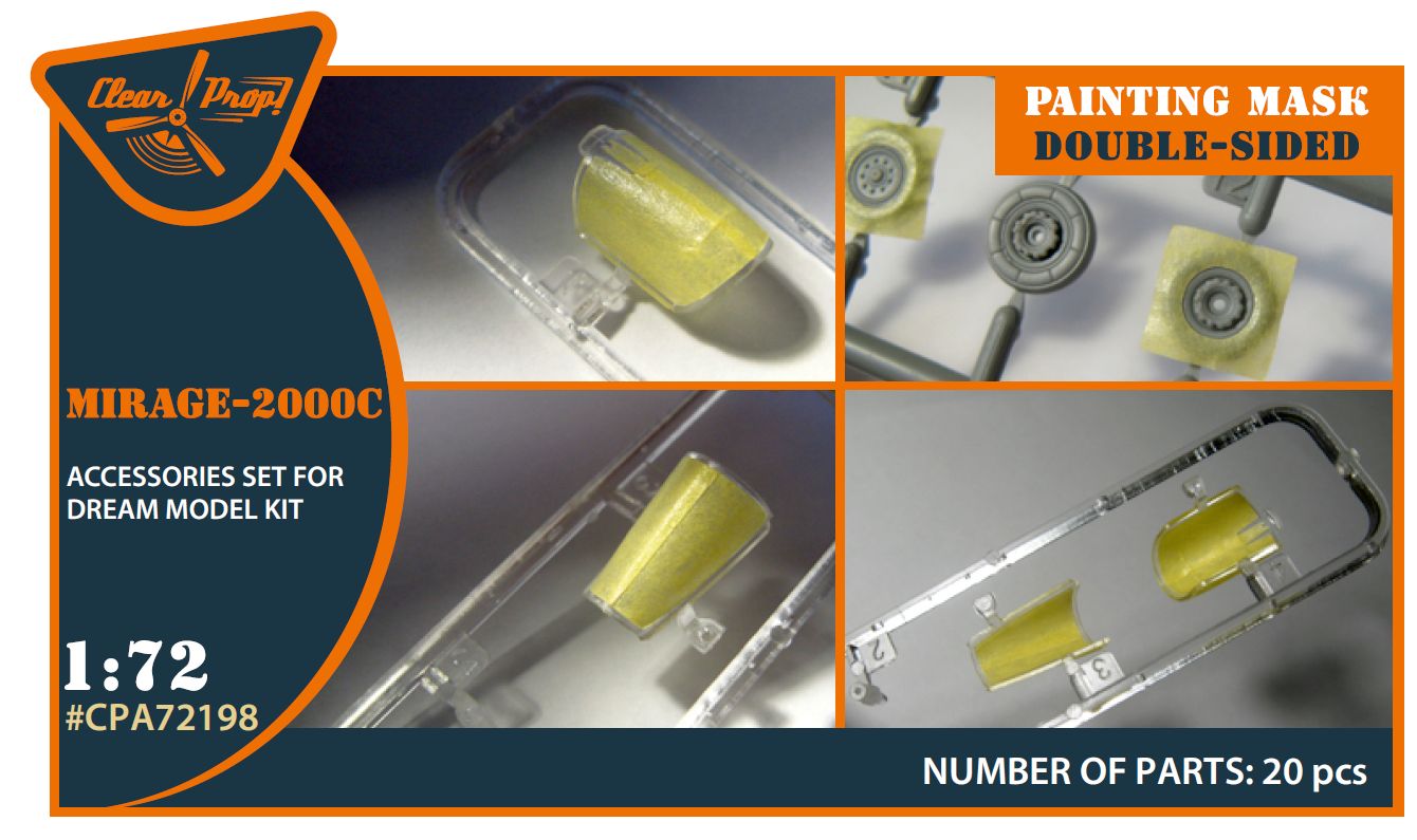 CPA72198 - Mirage 2000C double-sided painting mask on "yellow kabuki paper" for Dream Model kits -  1:72