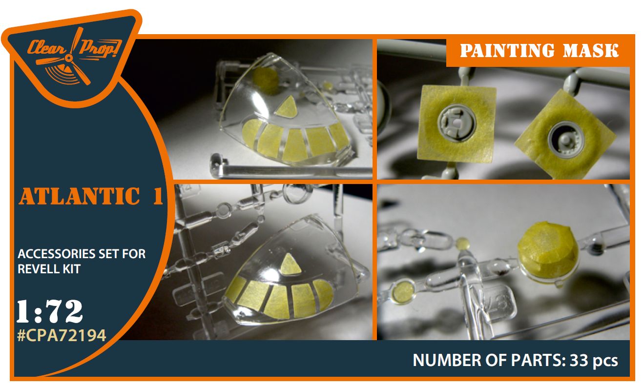 CPA72194 - ATLANTIC 1 painting mask on "yellow kabuki paper" for REVELL kit -  1:72