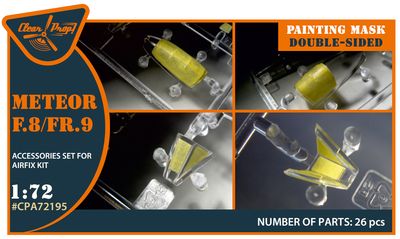 CPA72195 - Meteor F.8/FR.9 double-sided painting mask on &quot;yellow kabuki paper&quot; for Airfix kit -  1:72