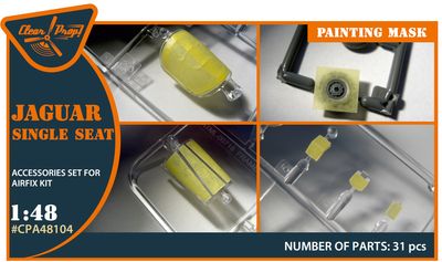 CPA48104 - Jaguar Single seat painting mask on &quot;yellow kabuki paper&quot; for Airfix kit -  1:48