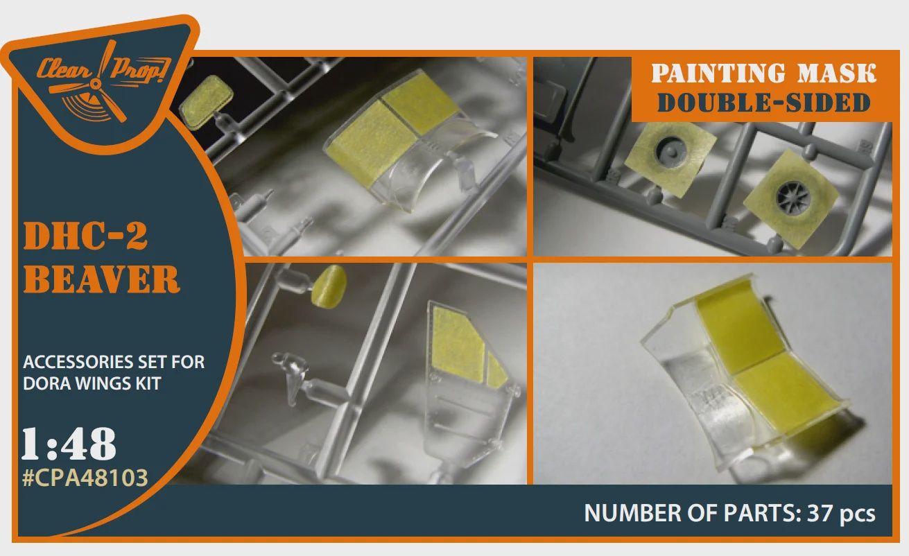 CPA48103 - DHC-2 Beaver double-sided painting mask on "yellow kabuki paper" for Dora Wings kit -  1:48