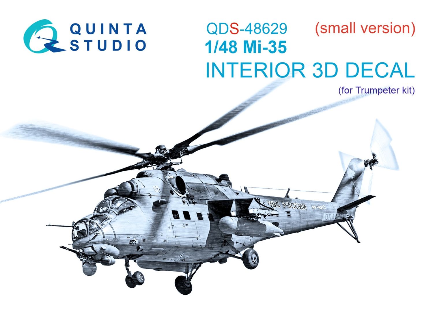 QDS-48629 - Mi-35 3D-Printed &amp; coloured Interior on decal paper (Trumpeter) - Small version - 1:48