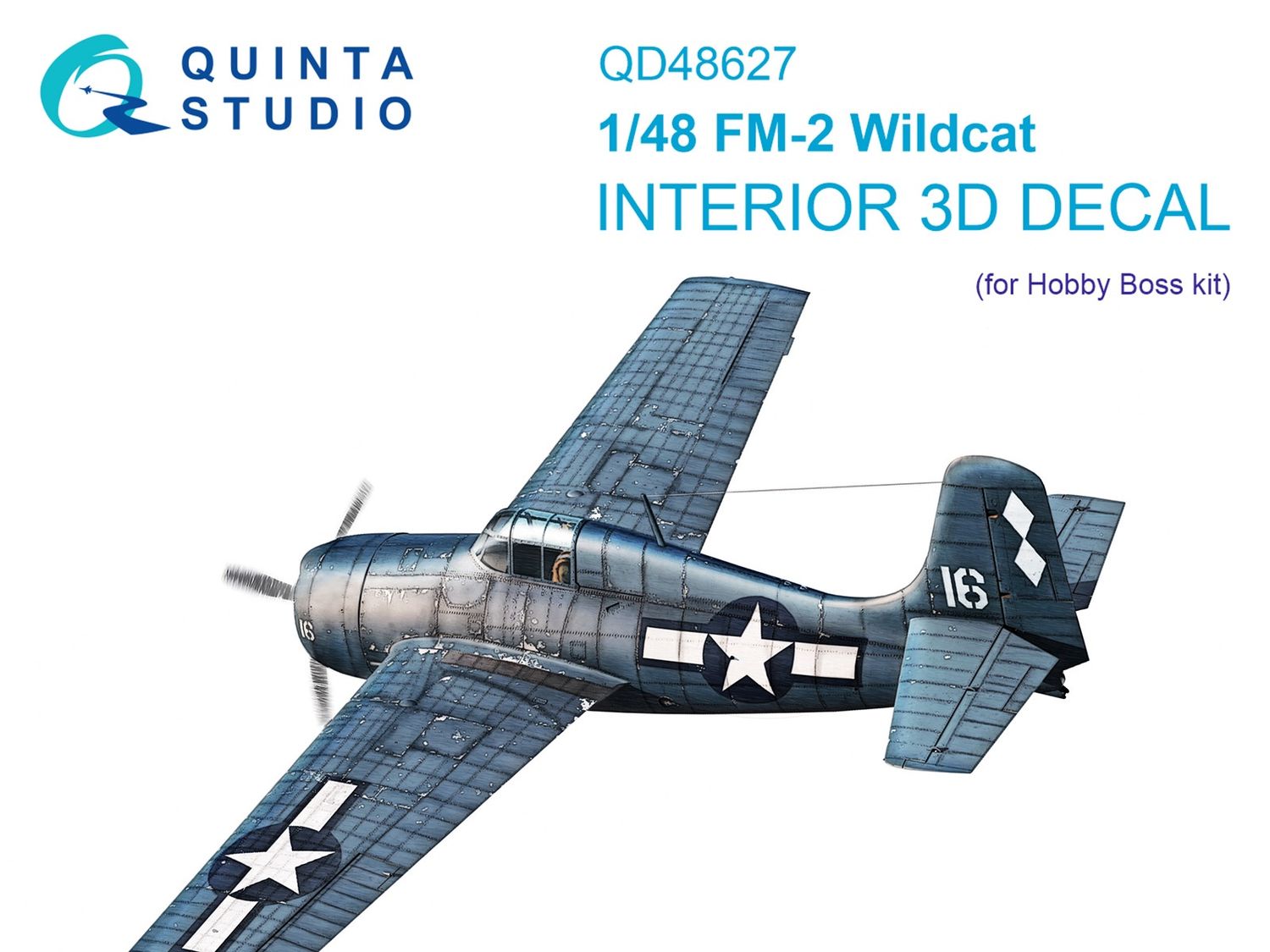 QD48627 - FM-2 Wildcat 3D-Printed &amp; coloured Interior on decal paper (Hobby Boss) - 1:48