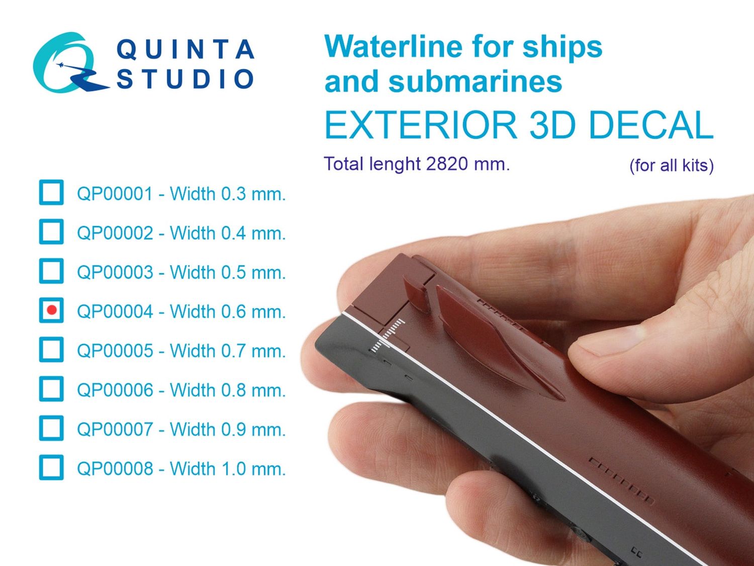 QP00004 - Waterline for ships and submarines. Width 0.6 mm, length 2820 mm.  (for all kits) - All Scales