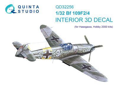 QD32256 - Bf 109F2/F4 3D-Printed &amp; coloured Interior on decal paper (Hasegawa) - 1:32