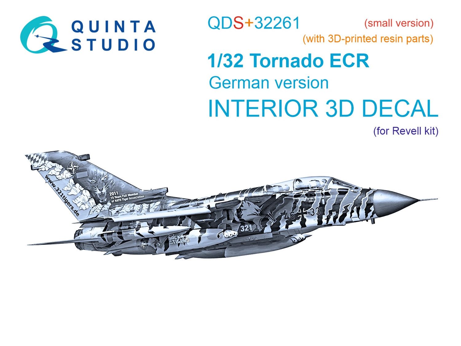 QDS+32261 - Tornado ECR German 3D-Printed &amp; coloured Interior on decal paper (Revell) - Small version (with 3D-printed resin parts) - 1:32