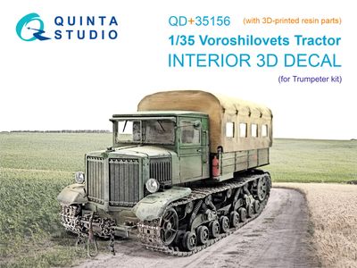 QD+35156 - Voroshilovets Tractor 3D-Printed &amp; coloured Interior on decal paper (Trumpeter) (with 3D-printed resin parts)  - 1:35