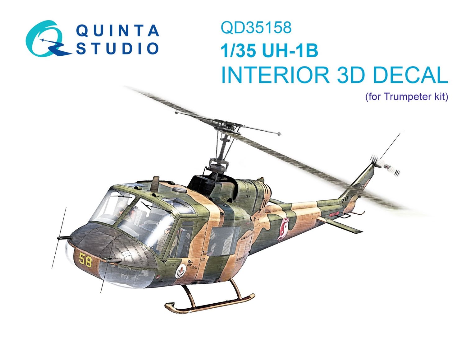 QD35158 - UH-1B 3D-Printed &amp; coloured Interior on decal paper (Trumpeter) - 1:35