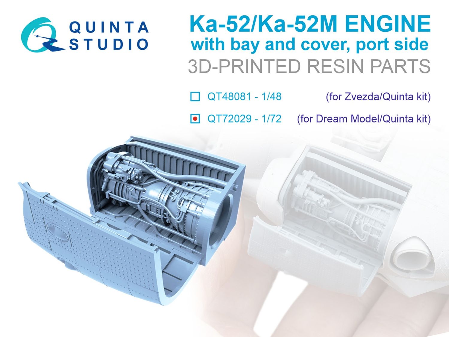 QT72029 - Ka-52/Ка-52М Engine with bay and cover, portside (Dream Model/Quinta) - 1:72