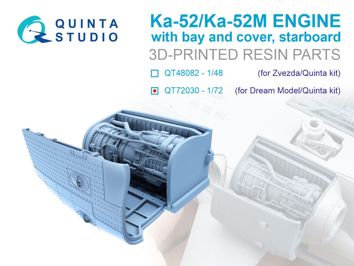 QT72030 - Ka-52/Ка-52М Engine with bay and cover, starboard (Dream Model/Quinta) - 1:72