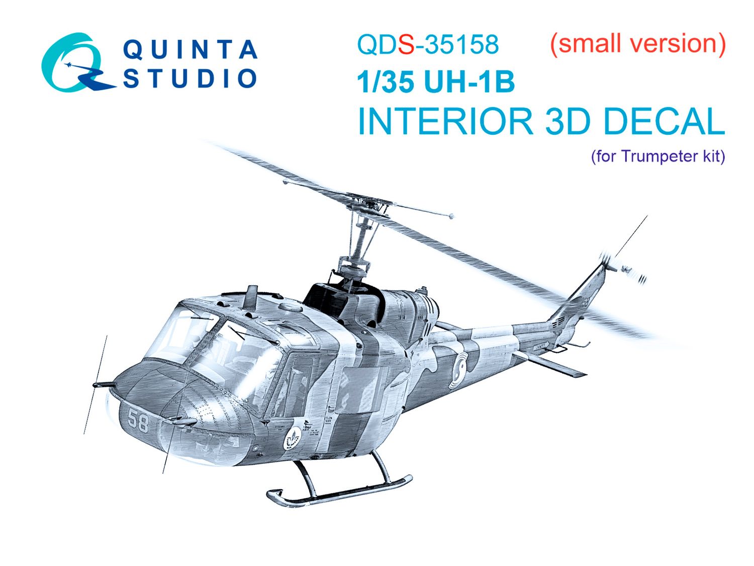 QDS-35158 - UH-1B 3D-Printed &amp; coloured Interior on decal paper (Trumpeter) - Small version - 1:35