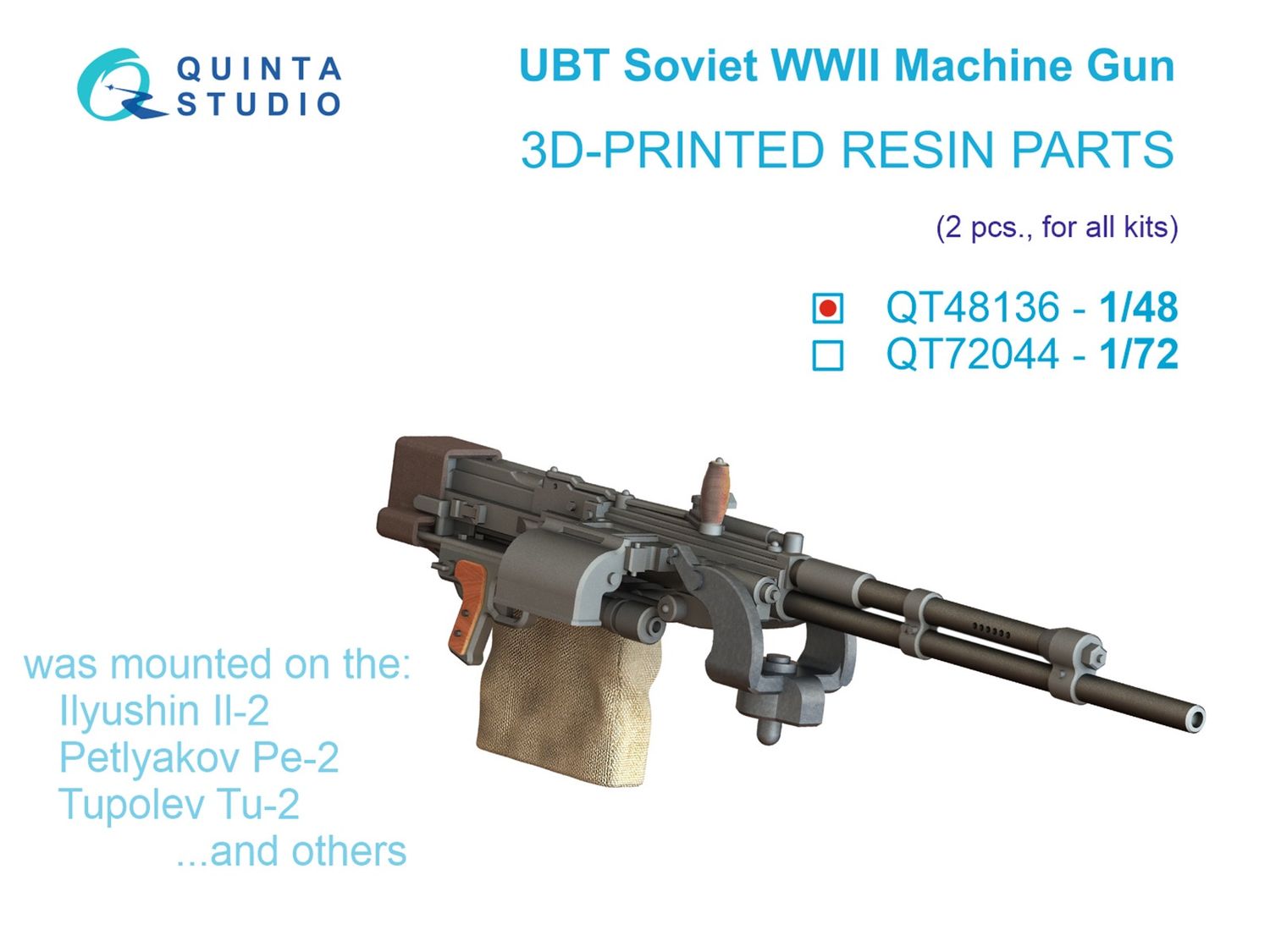 QT48136 - UBT Machine Gun (Soviet, WWII), 2 pcs (for all kits) - 1:48