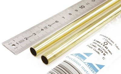 BT9M - Round Brass Tube 9.0mm x 0.45mm x 8.1mm - 2 pieces