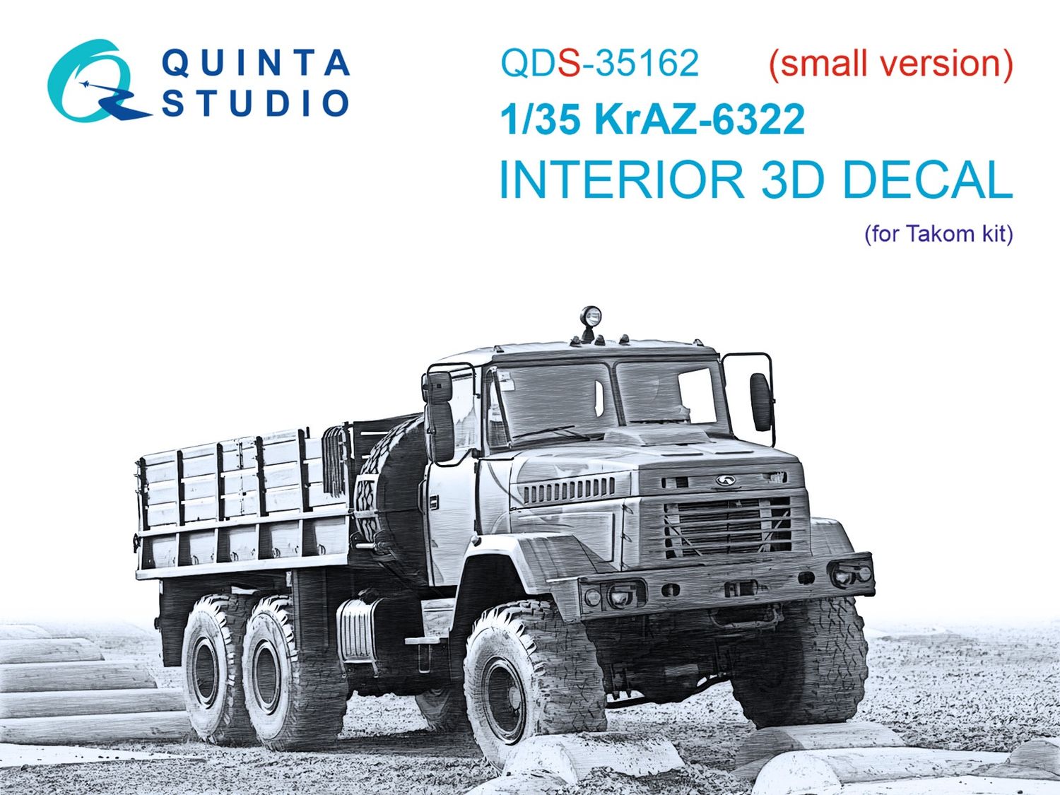 QDS-35162 - KrAZ-6322 3D-Printed &amp; coloured Interior on decal paper (Takom)  - Small Version  - 1:35