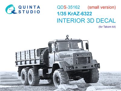 QDS-35162 - KrAZ-6322 3D-Printed &amp; coloured Interior on decal paper (Takom)  - Small Version  - 1:35