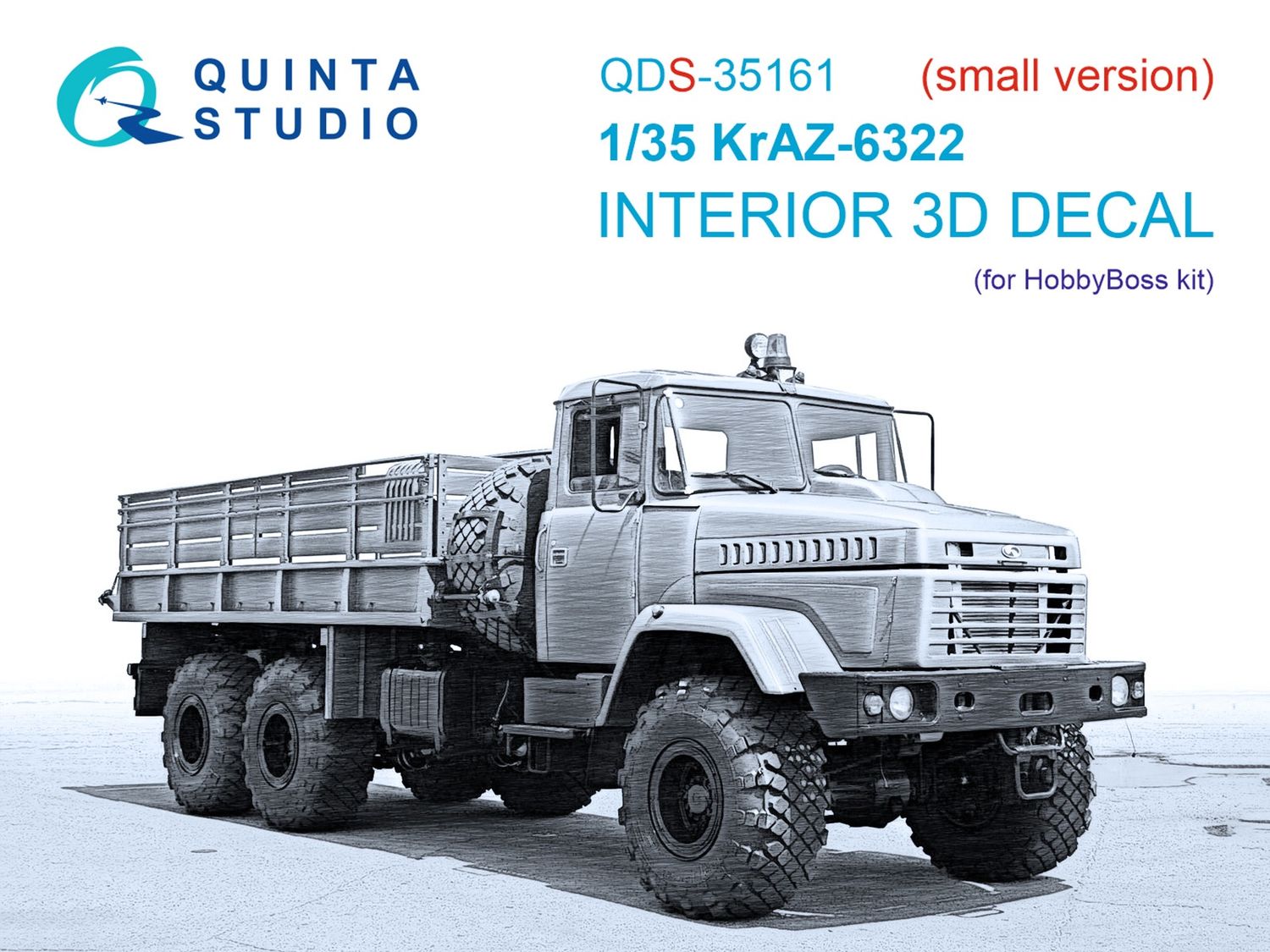 QDS-35161 - KrAZ-6322 3D-Printed &amp; coloured Interior on decal paper (HobbyBoss)  - Small Version  - 1:35
