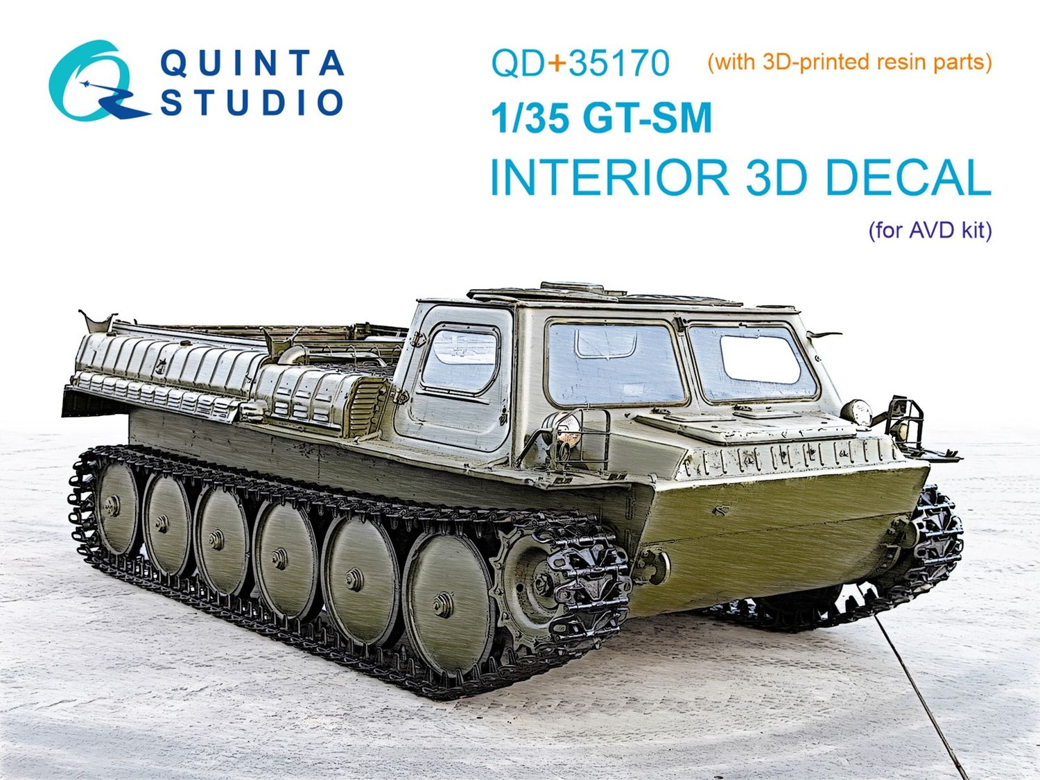 QD+35170 - GT-SM 3D-Printed &amp; coloured Interior on decal paper (AVD) (with 3D-printed resin parts)  - 1:35